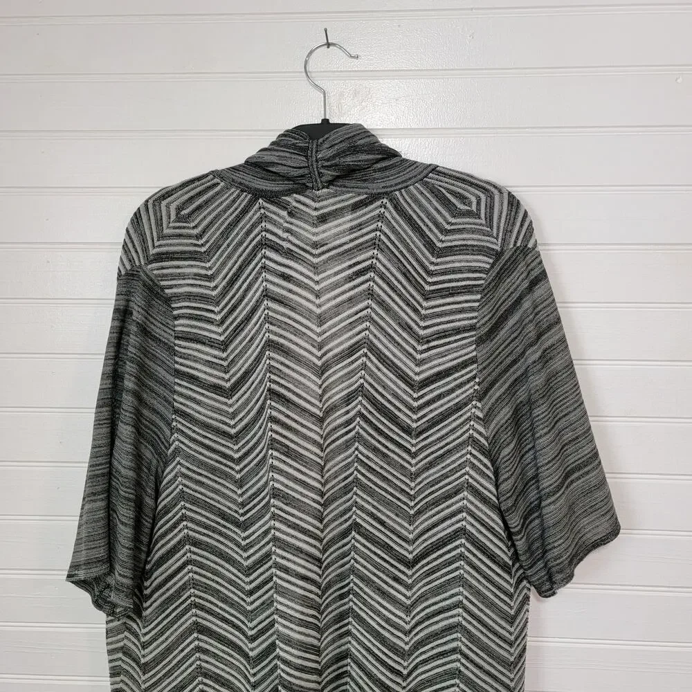 Misook‎ Plus Size 1X Cardigan Sweater Chevron Striped Long Duster Stretch Knit